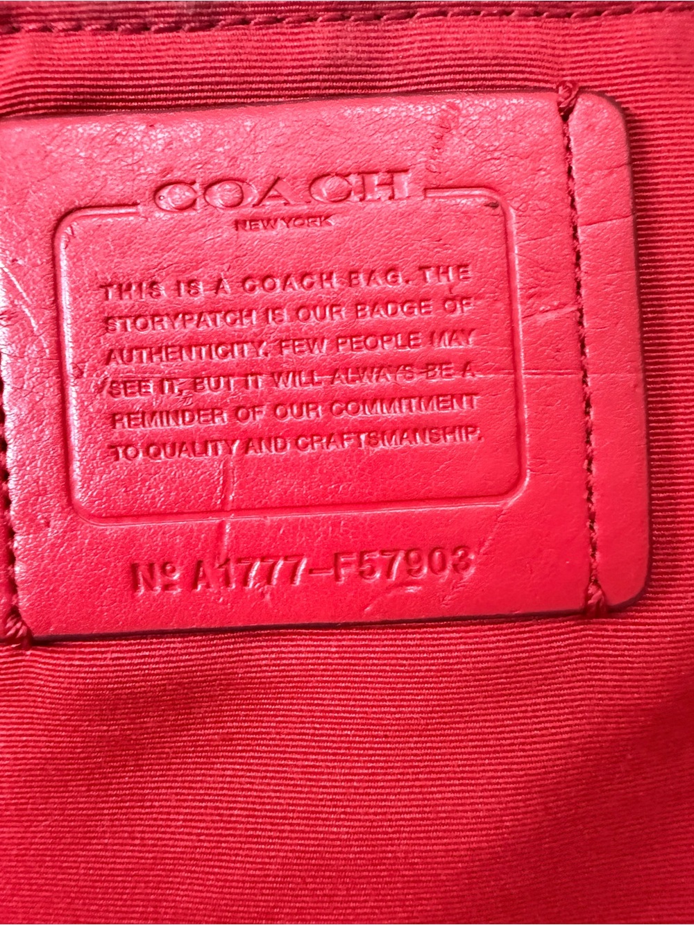 Coach Red Tote Bag F57903 with Leather Trim - Picture 6 of 13